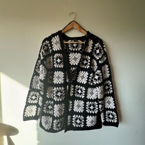 Grayscale crochet cardigan